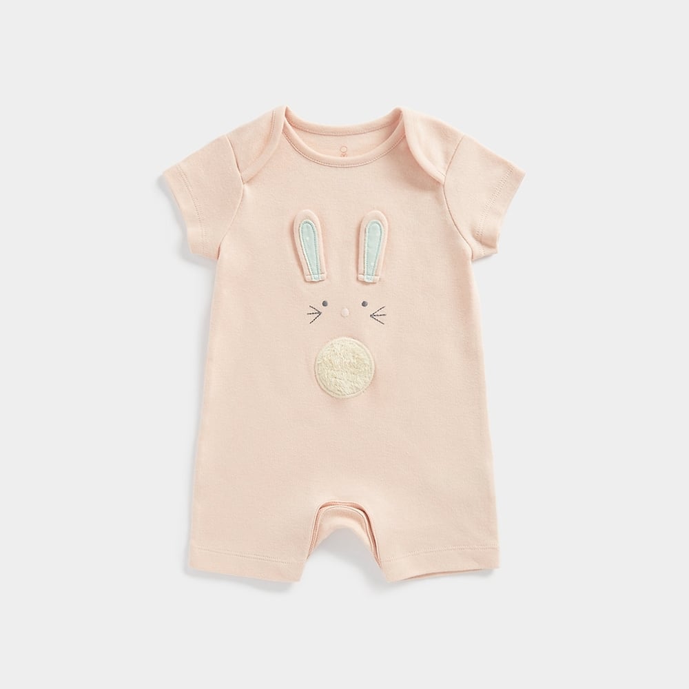 

Mothercare Girls Half Sleeve Bunnie design Romper -Pink