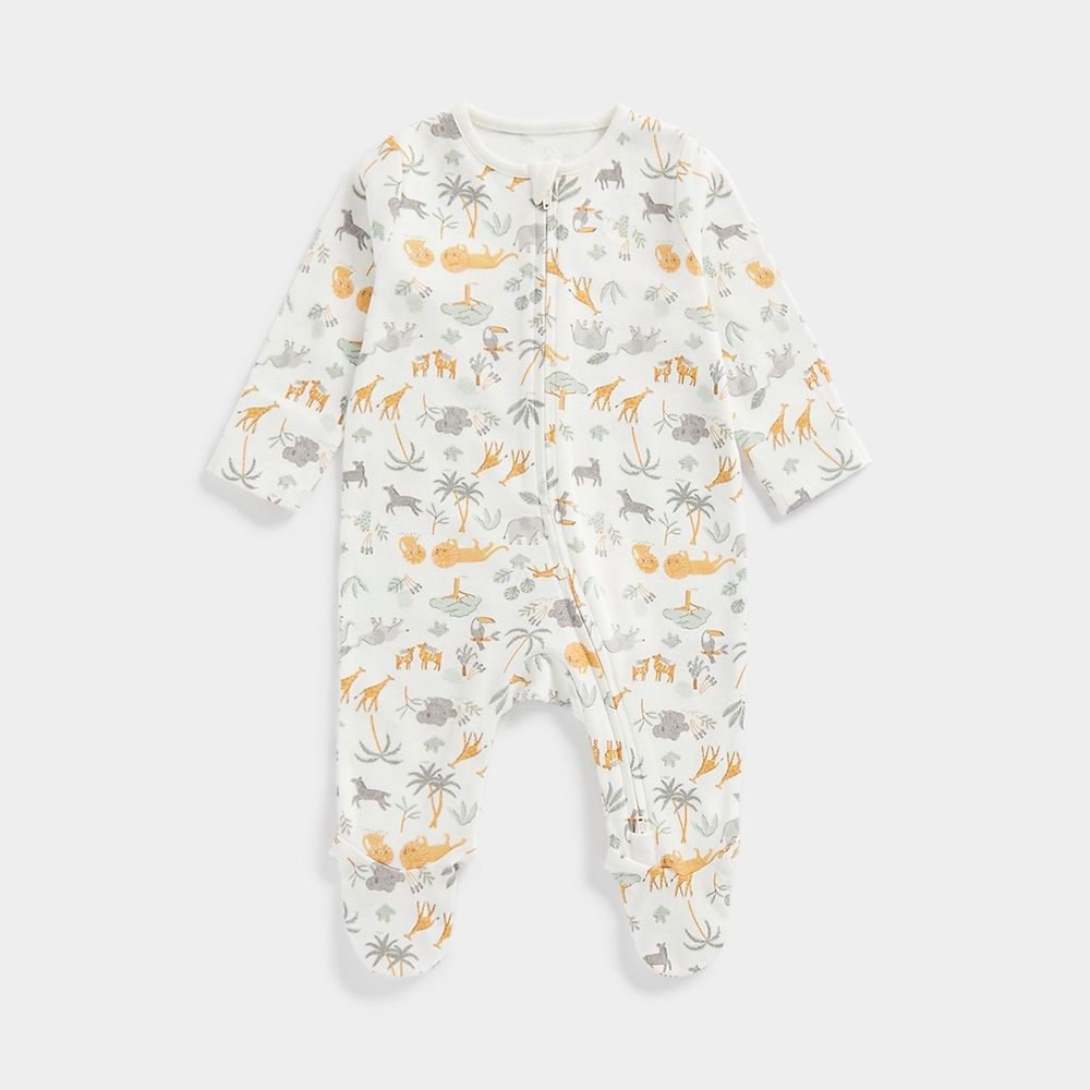 

Mothercare Unisex Full Sleeves Little zoo print All In One -Multicolour