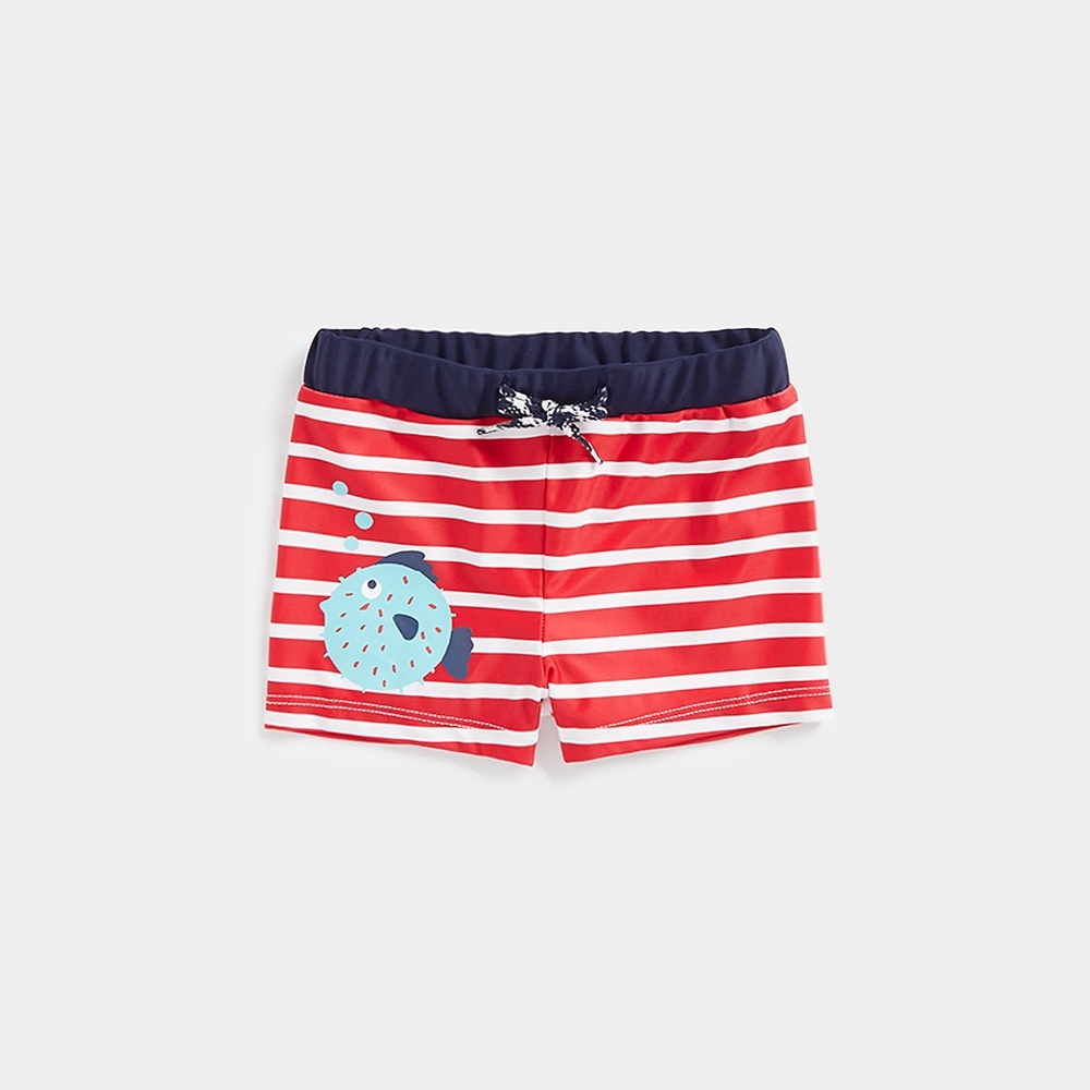 

Mothercare Boys Puffer Fish print Swim Shorts -Red