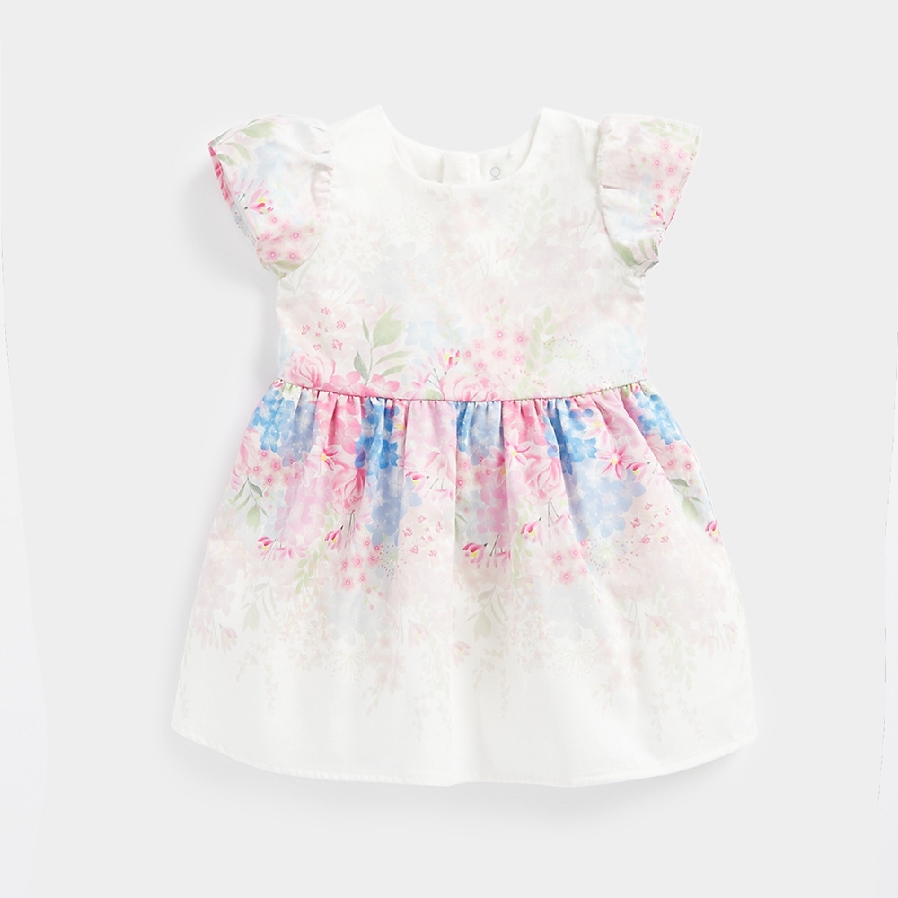 

Mothercare Girls Short Sleeve Floral Print Partywear Dress -Multicolour