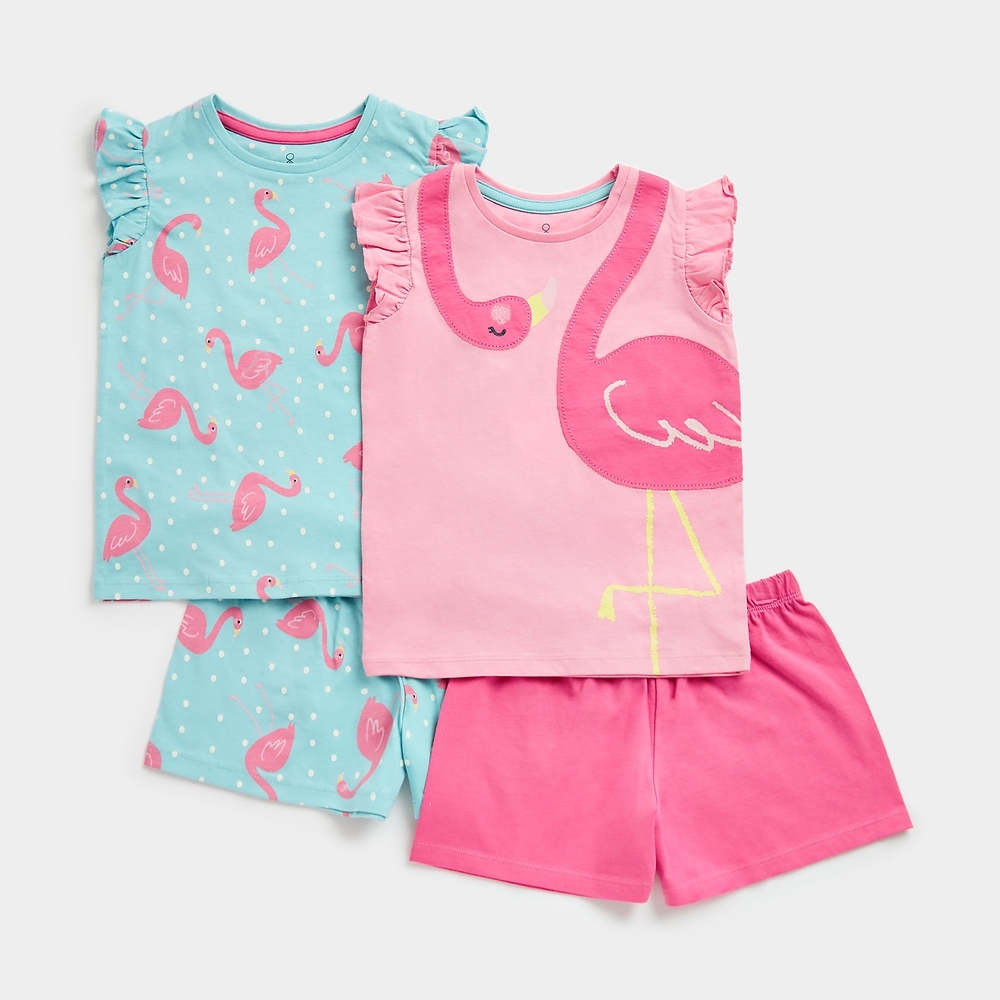 

Mothercare Girls Half Sleeve Flamingo Print Pyjama-Pack of 2-Multicolour