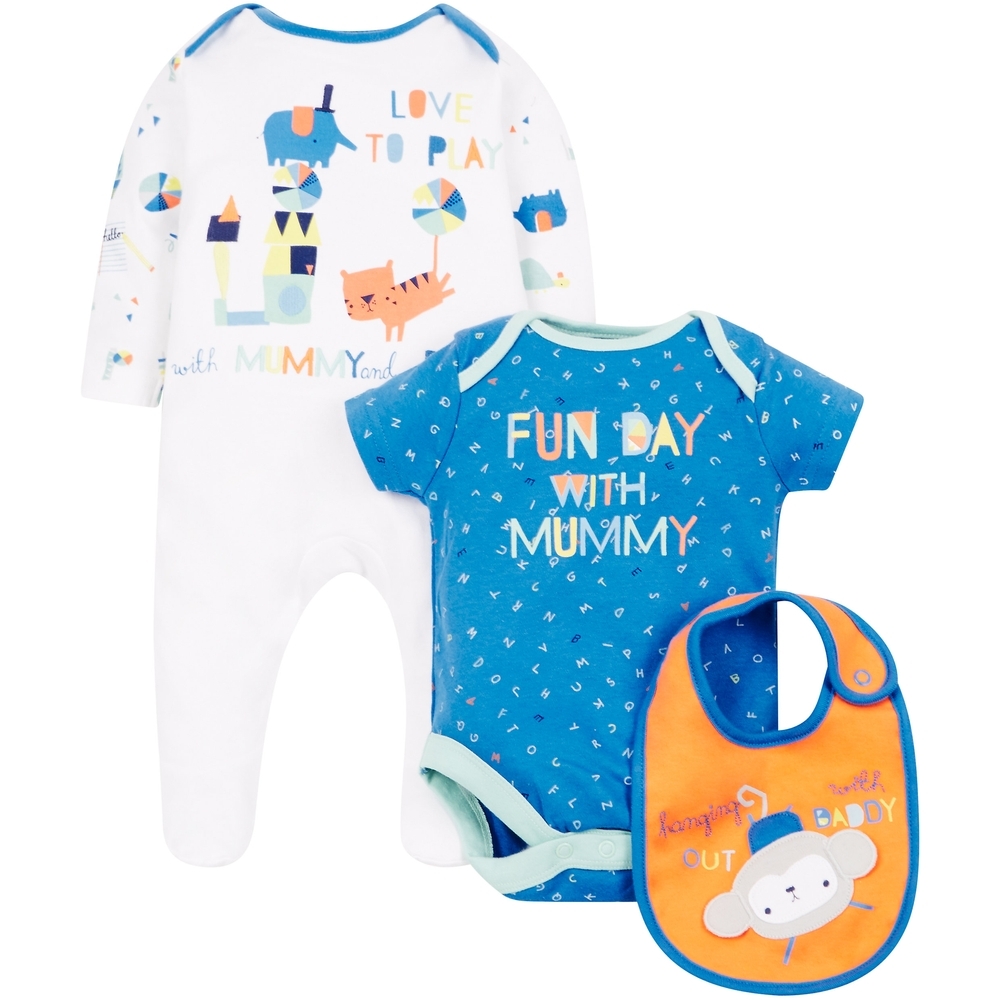 

Boys 3 Piece Set Text Print - Blue