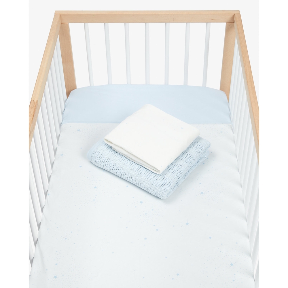 

Mothercare essentials cotbed starter set blue