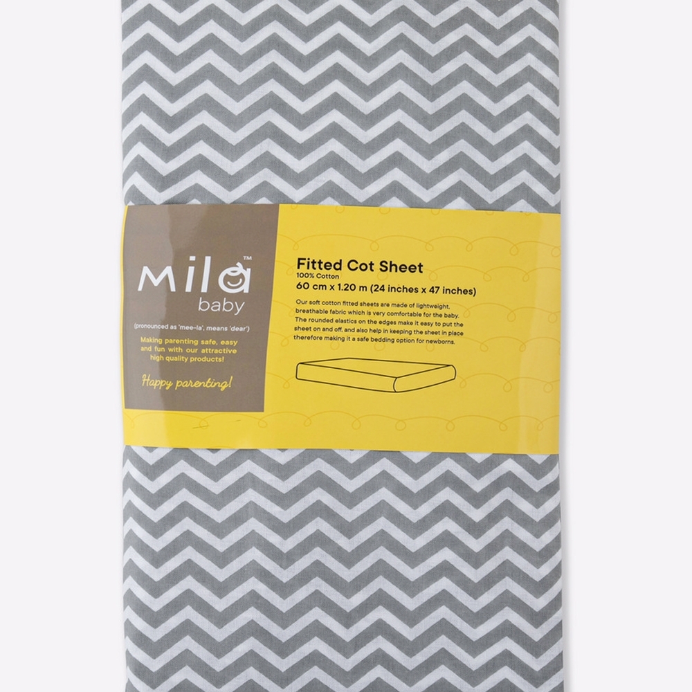 

Mila Baby Chevron Fitted Cot Sheet Grey Small