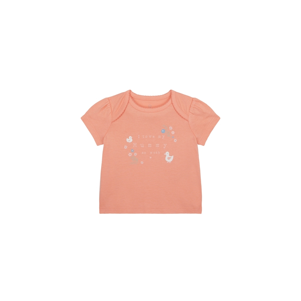 

Girls Half Sleeves T-Shirt Text Print - Coral