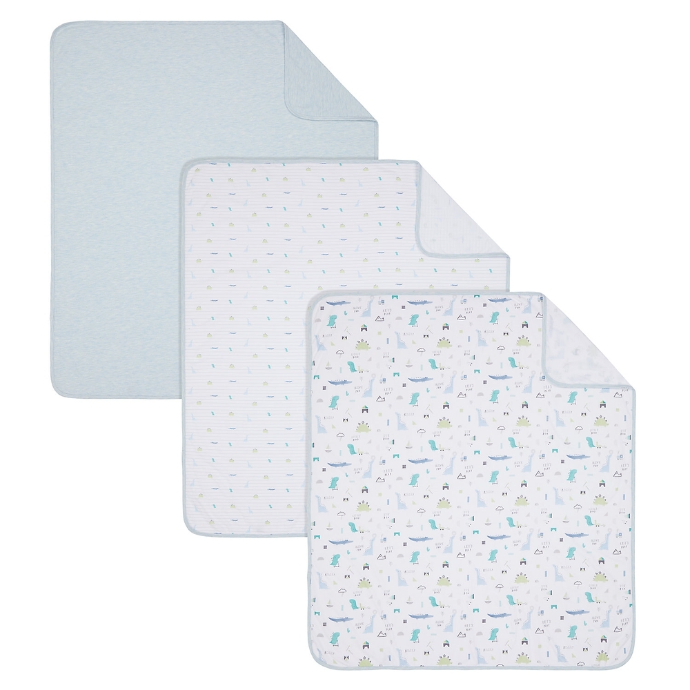 

Mothercare sleepysaurus jersey blankets blue pack of 3