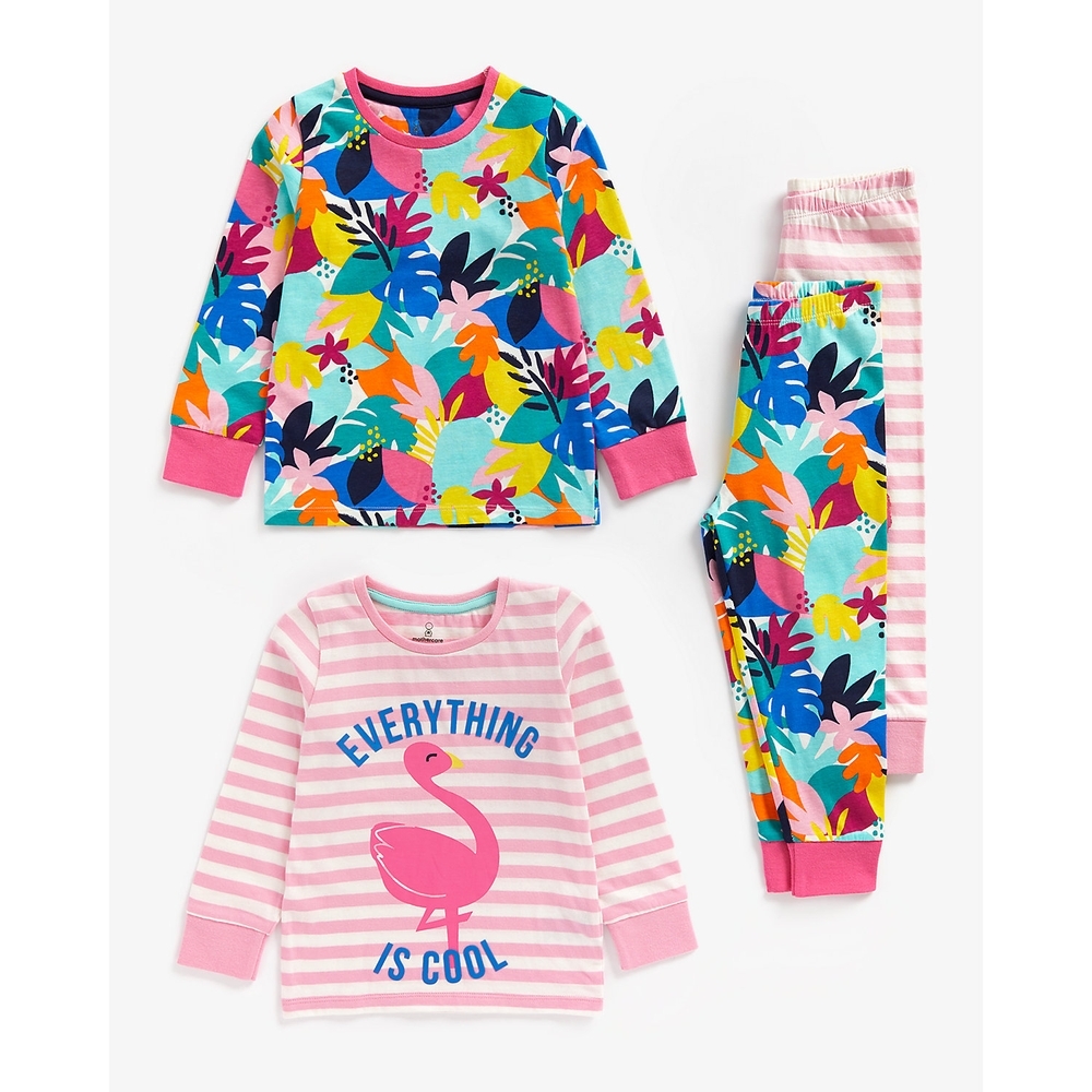 

Girls Full Sleeves Pyjamas Nature Print-Pack of 2-Multicolor