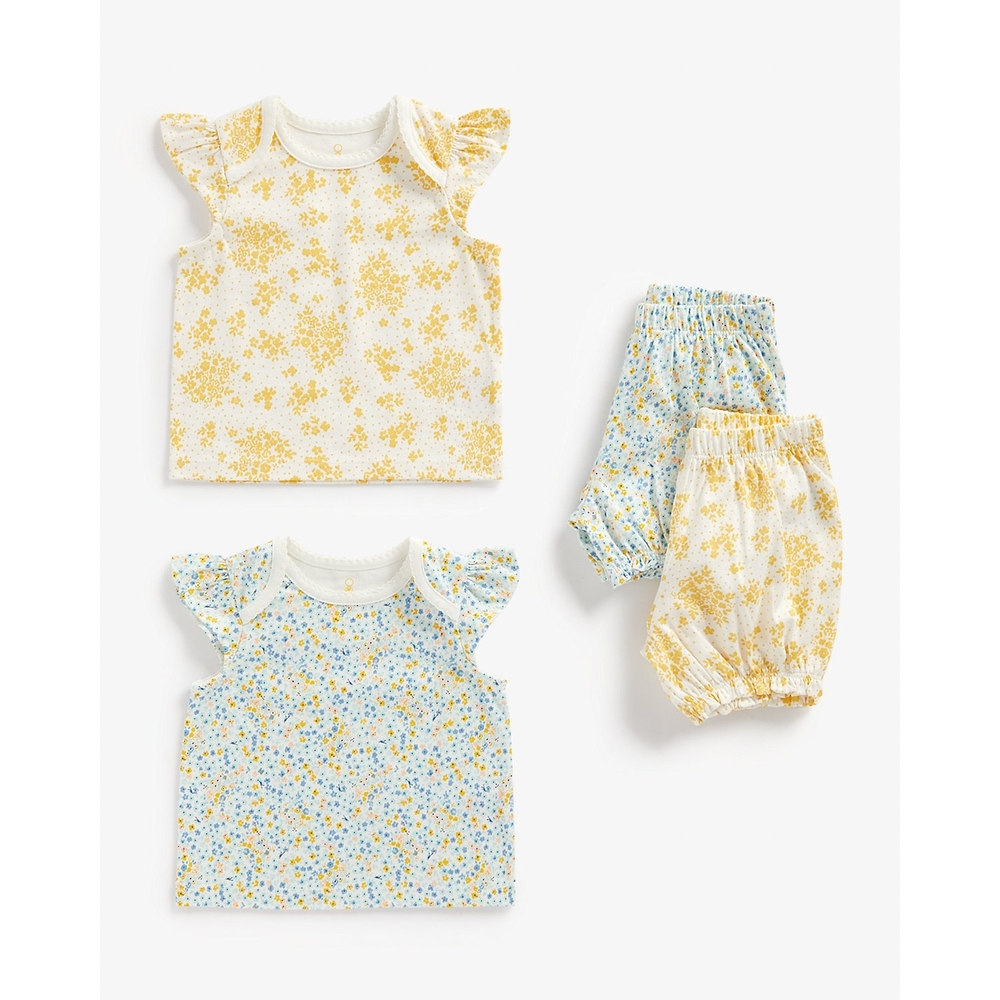 

Girls Short Sleeves Pyjamas Floral Printed -Pack of 2-Multicolor