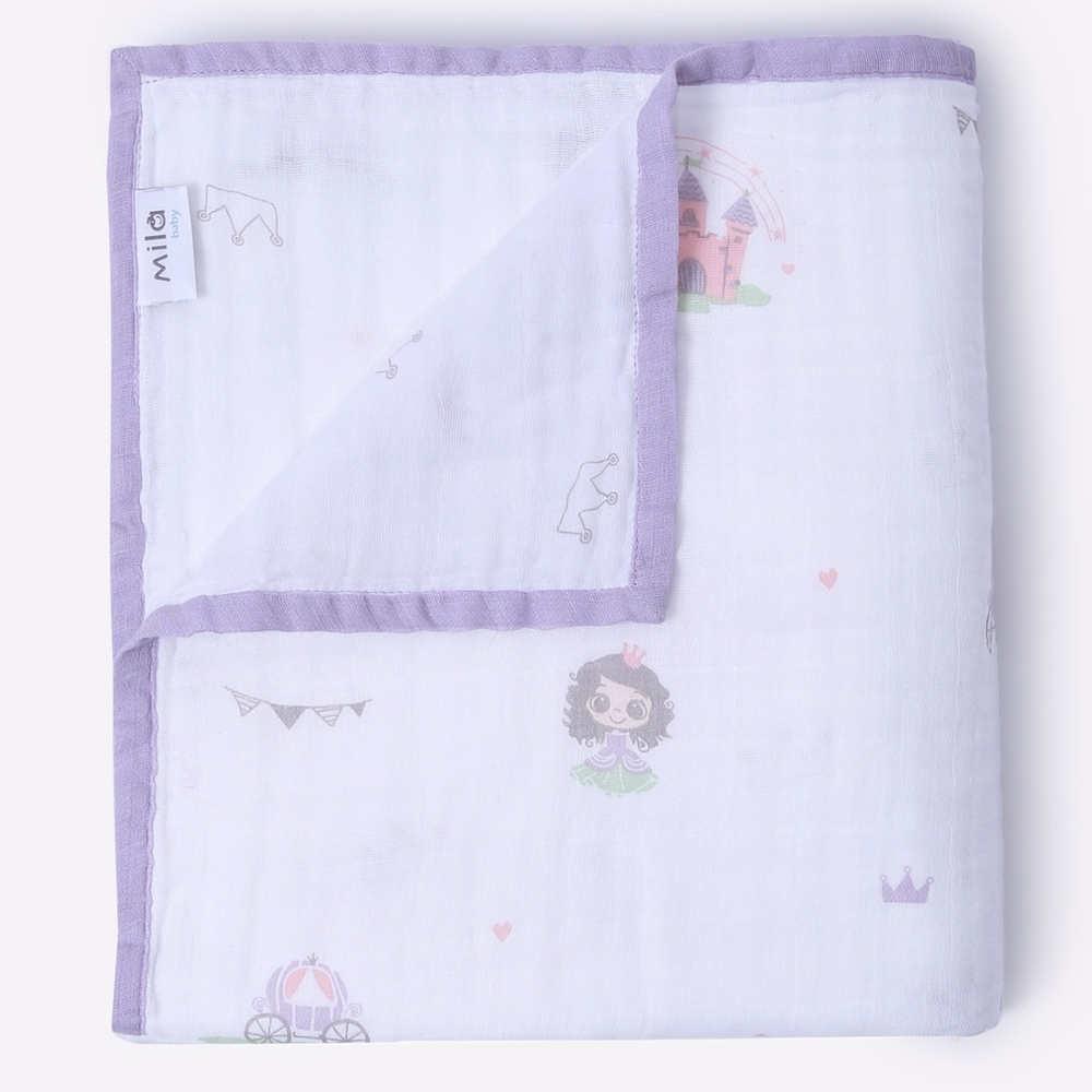 

Mila Baby Princess and Crown Muslin Blanket Pink