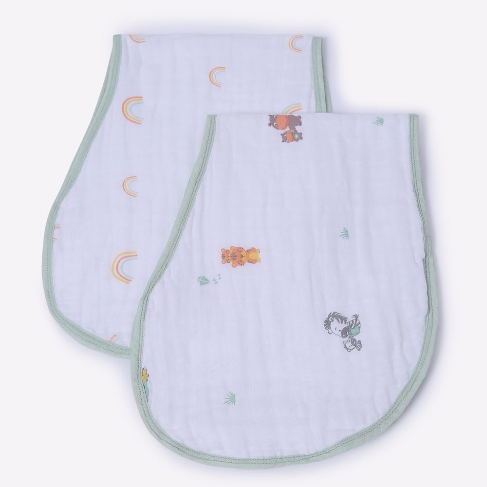 

Mila Animals and Rainbows Baby Burpy Bib Green