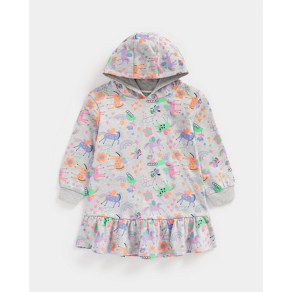 

Girls Full Sleeves Sweat Dress Peplum Hem-Multicolor