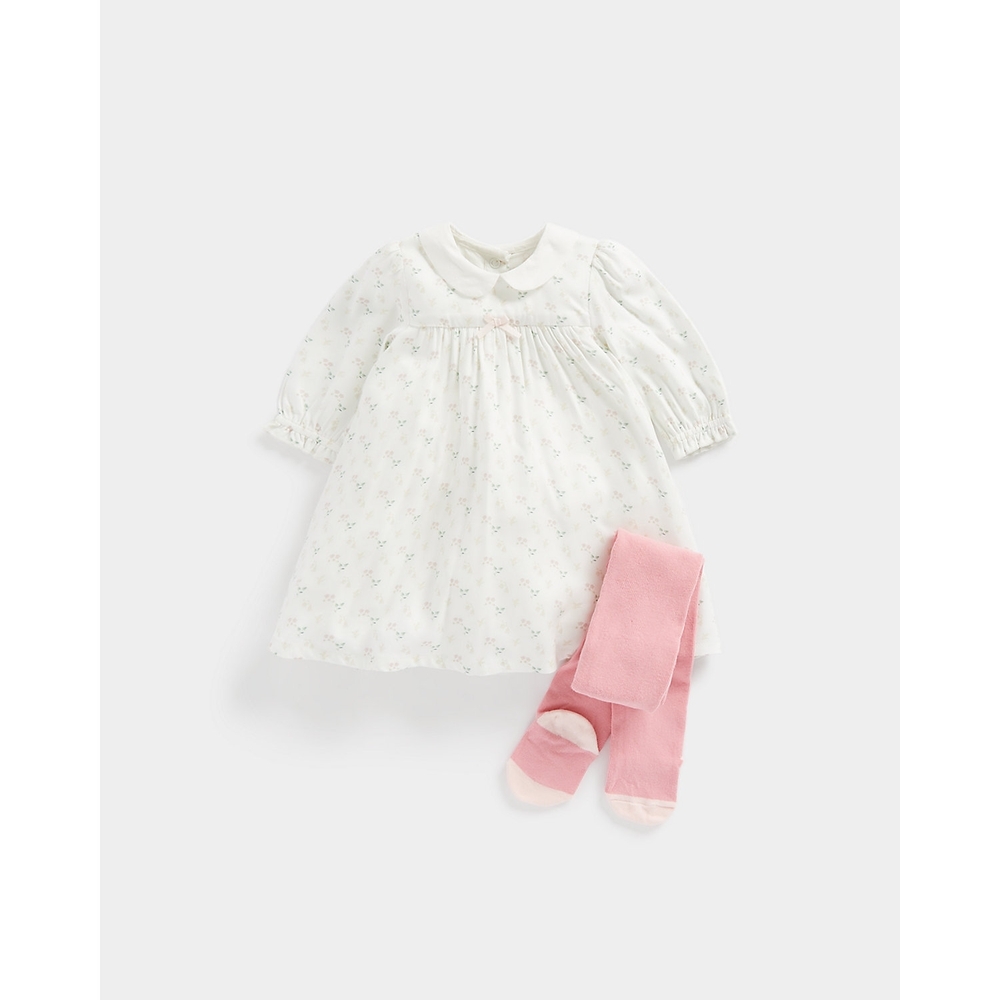 

Girls Full Sleeves Dress with Tights -Multicolor