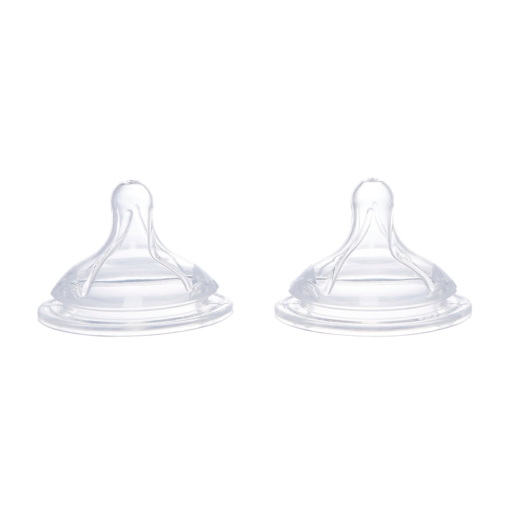 

Mothercare anticolic medium flow baby feeding bottle teat clear pack of 2