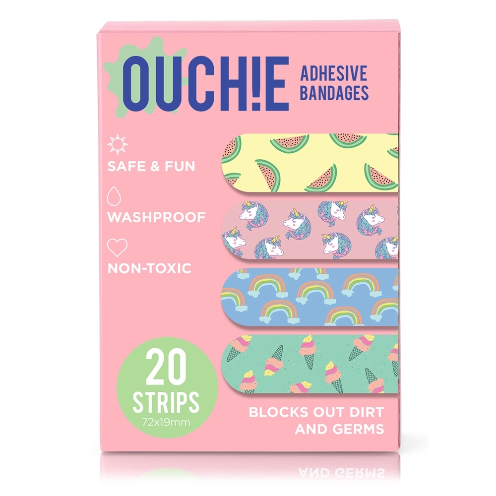 

Ouchie non-toxic printed bandages pink