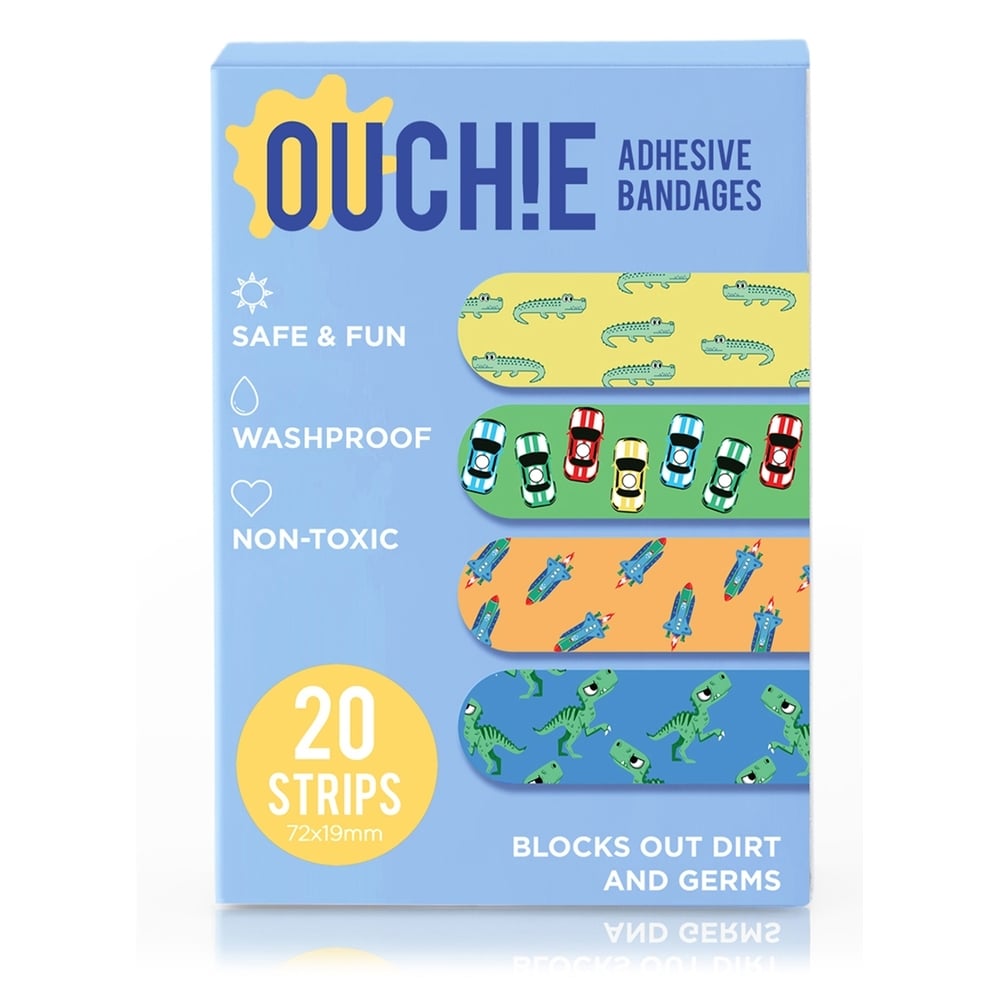 

Ouchie non-toxic printed bandages blue