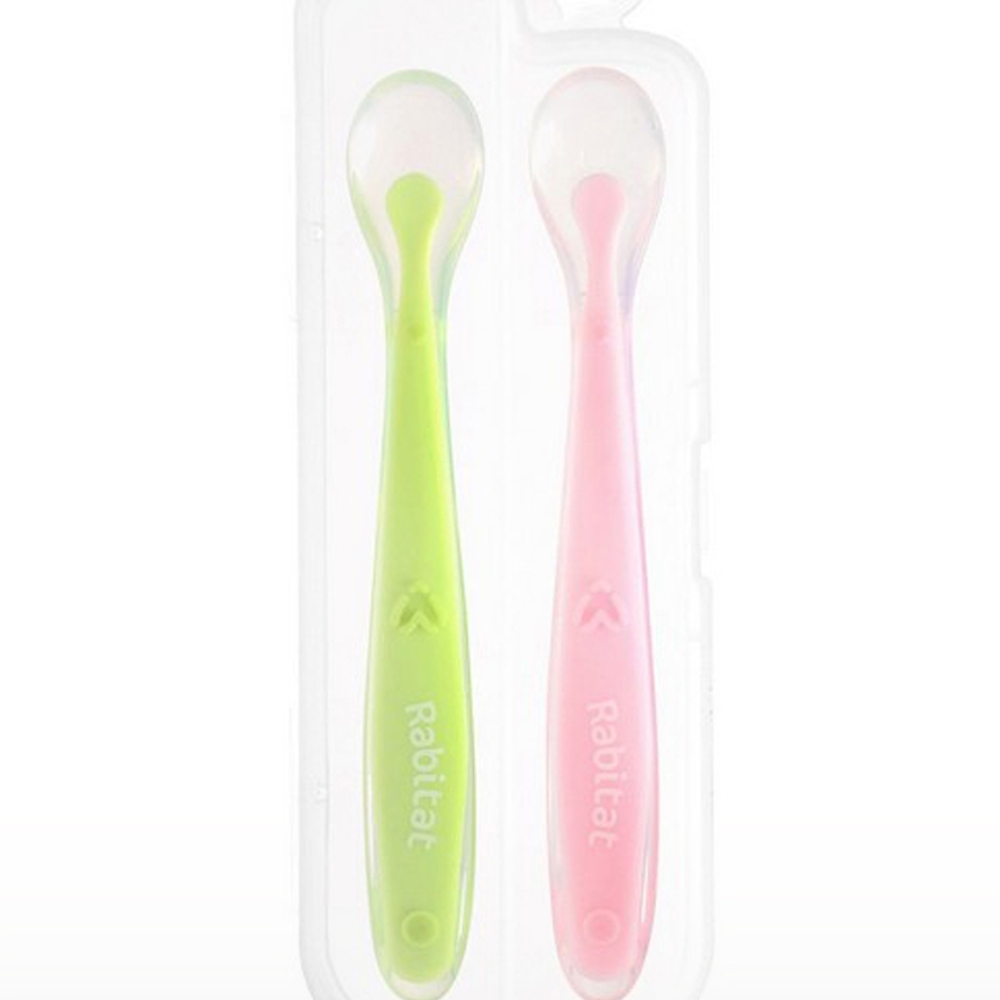 

Rabitat soft&amp flexible silicone spoons green&amp pink pack of 2