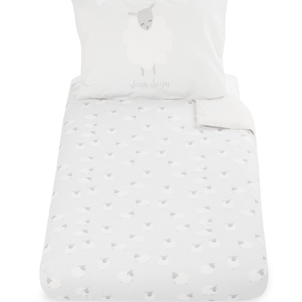 

Mothercare sheep cot bed duvet set white