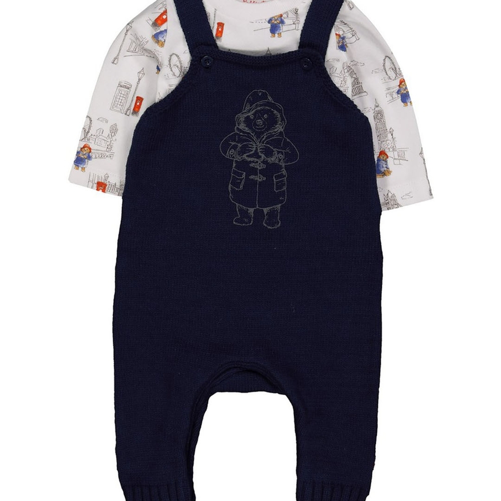 

Boys Full Sleeves Dungaree Set Paddington Bear Print - Navy