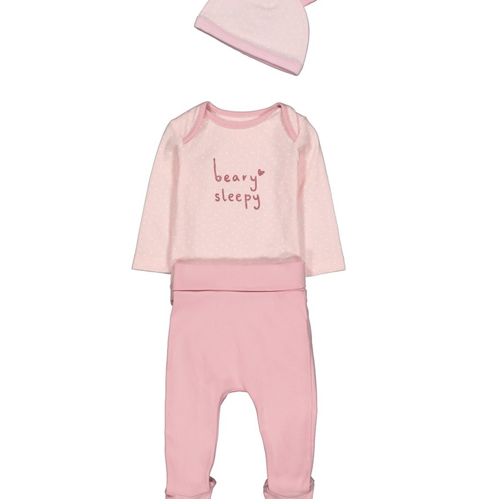 

Girls Full Sleeves 3 Piece Set Bear Patch - Pink