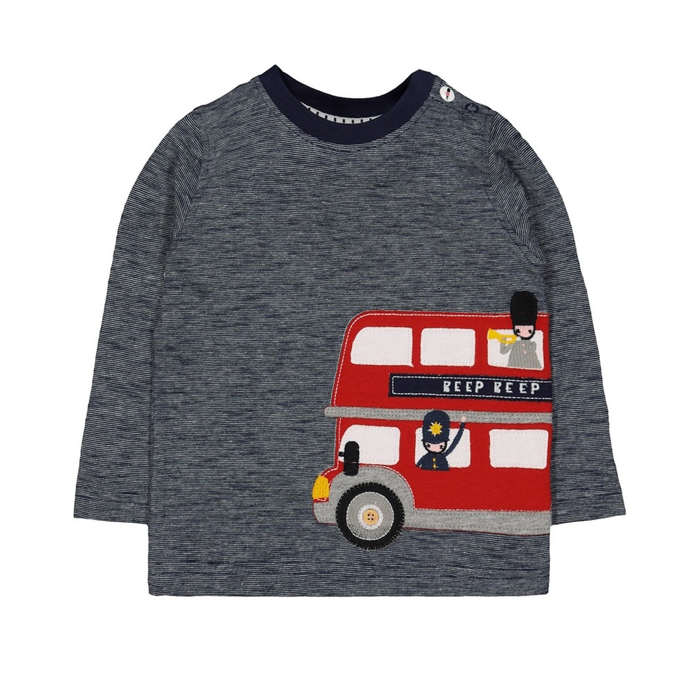 

Navy Bus Appliqu T-Shirt