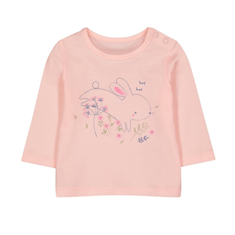 

Girls Full Sleeves T-Shirt Bunny Print - Pink