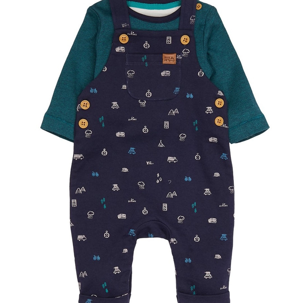 

Navy Outdoor Adventure Dungarees And Bodysuit Set