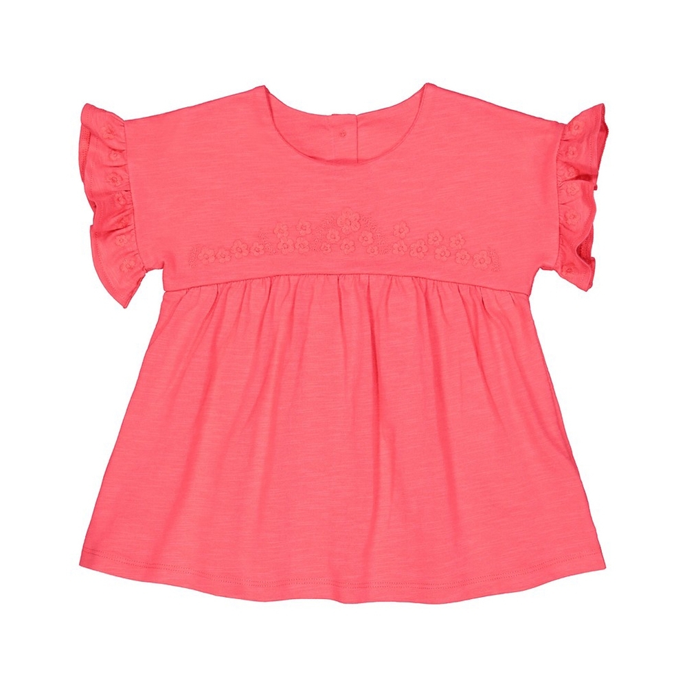 

Embroidered Coral Jersey Blouse