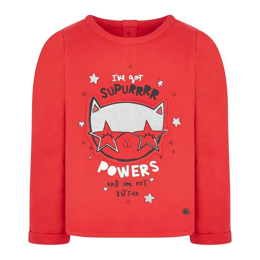 

Red Cat Glitter Sweat Top