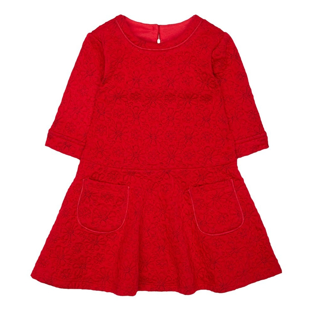 

Red Floral Embossed Dress