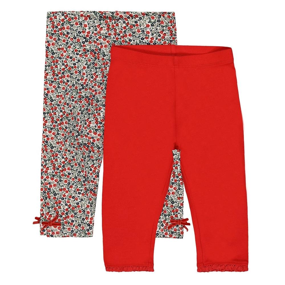 

Girls Legging Floral Print With Elasticated Waistband - Pack Of 2 - Red