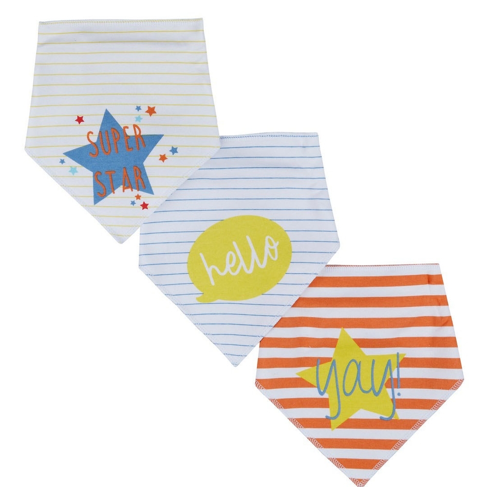 

Mothercare slogan baby bibs multicolor pack of 3