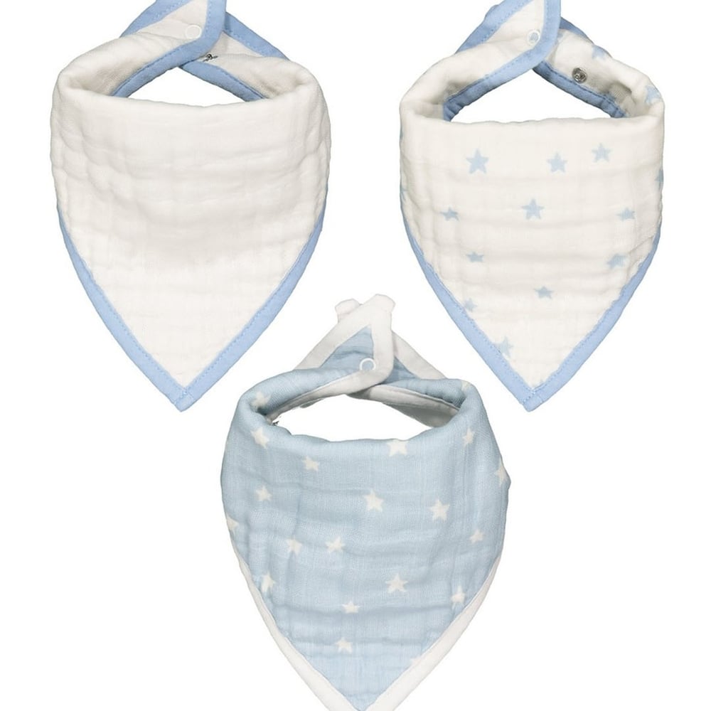 

Mothercare dribbler muslin baby bibs blue pack of 3