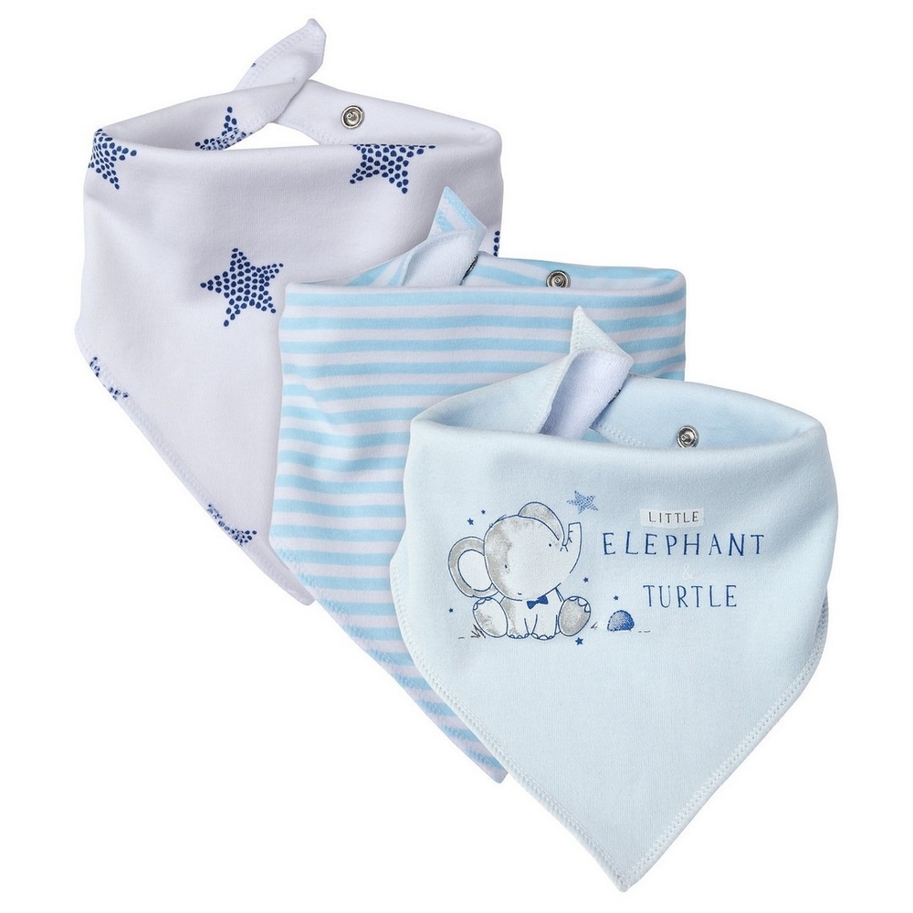 

Mothercare elephant baby bibs blue pack of 3