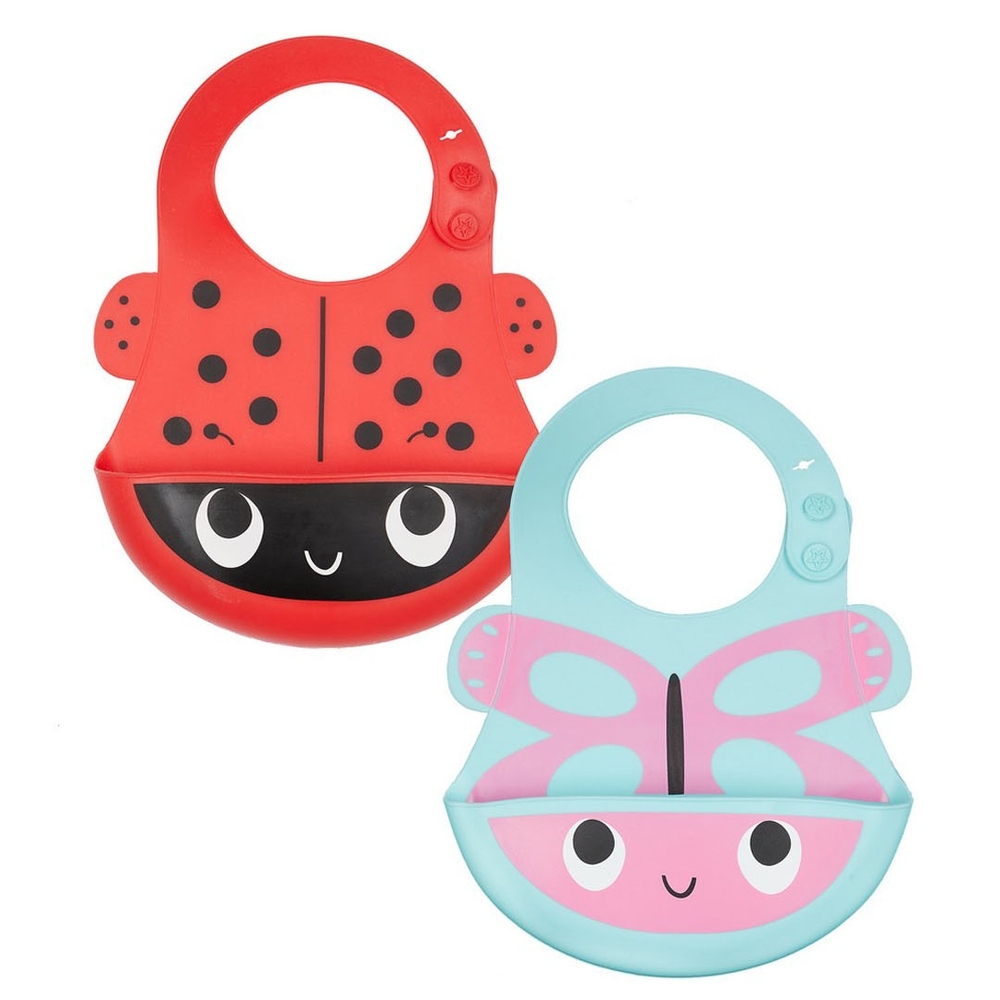 

Mothercare silicone crumbcatcher bibs pink pack of 2