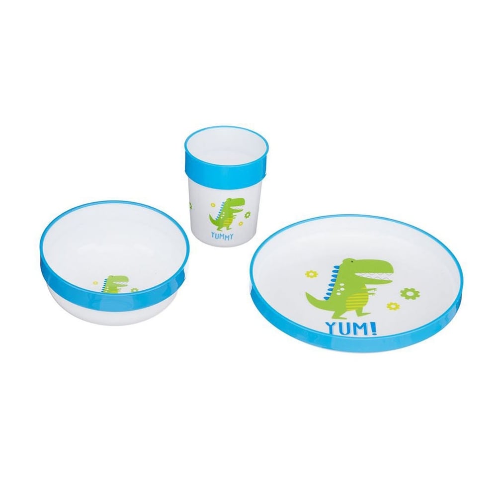 

Mothercare dinosaur three-piece feeding set multicolor