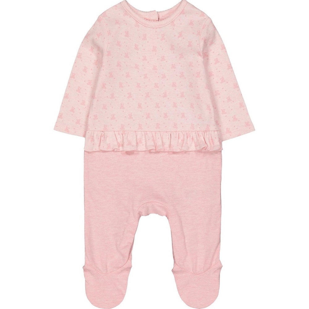 

Girls Full Sleeves Bear Mock Frill Top Romper - Pink