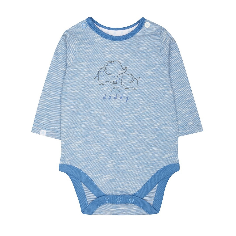 

Boys Full Sleeves Bodysuit Elephant Print - Blue