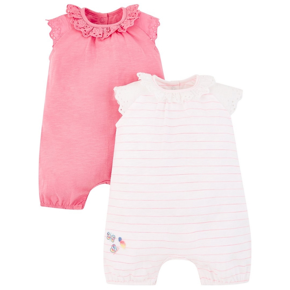 

Pink Broderie Rompers - 2 Pack