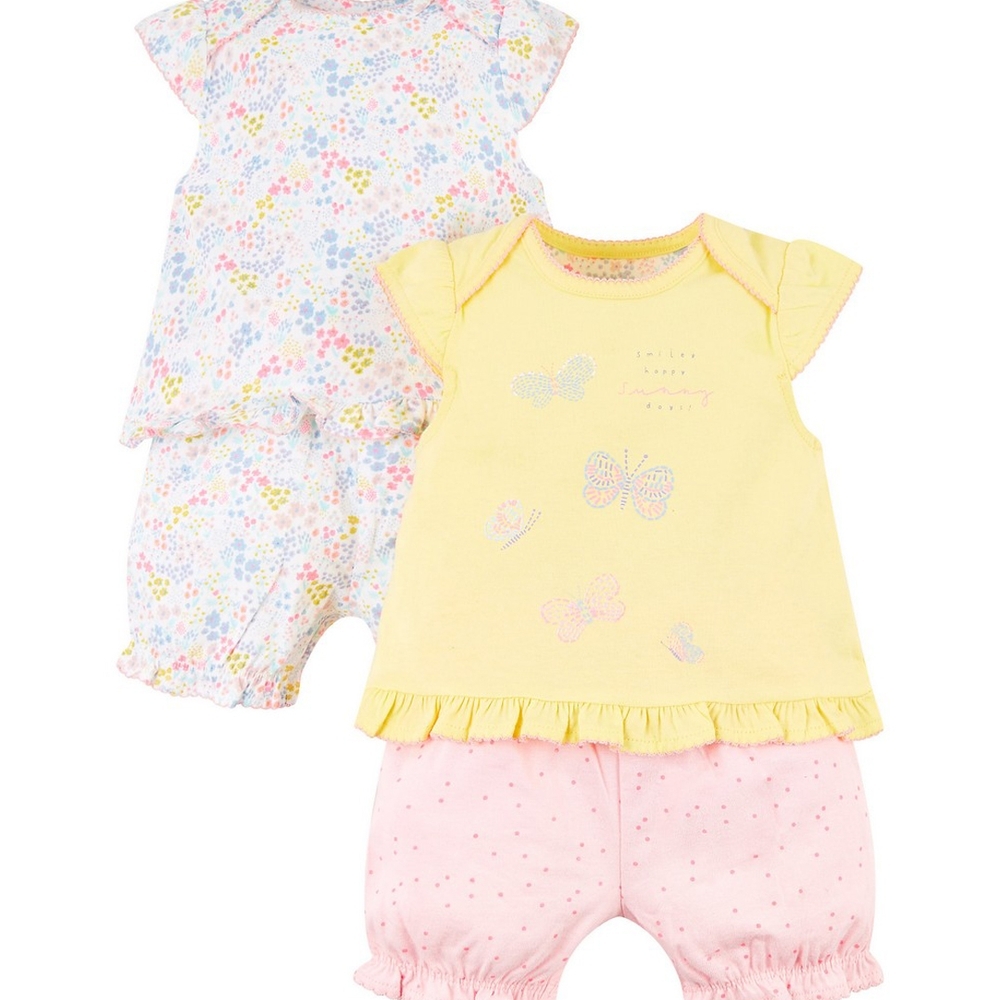 

Girls Half Sleeves Floral Butterfly Nightsuit - Pack Of 2 - Multicolor