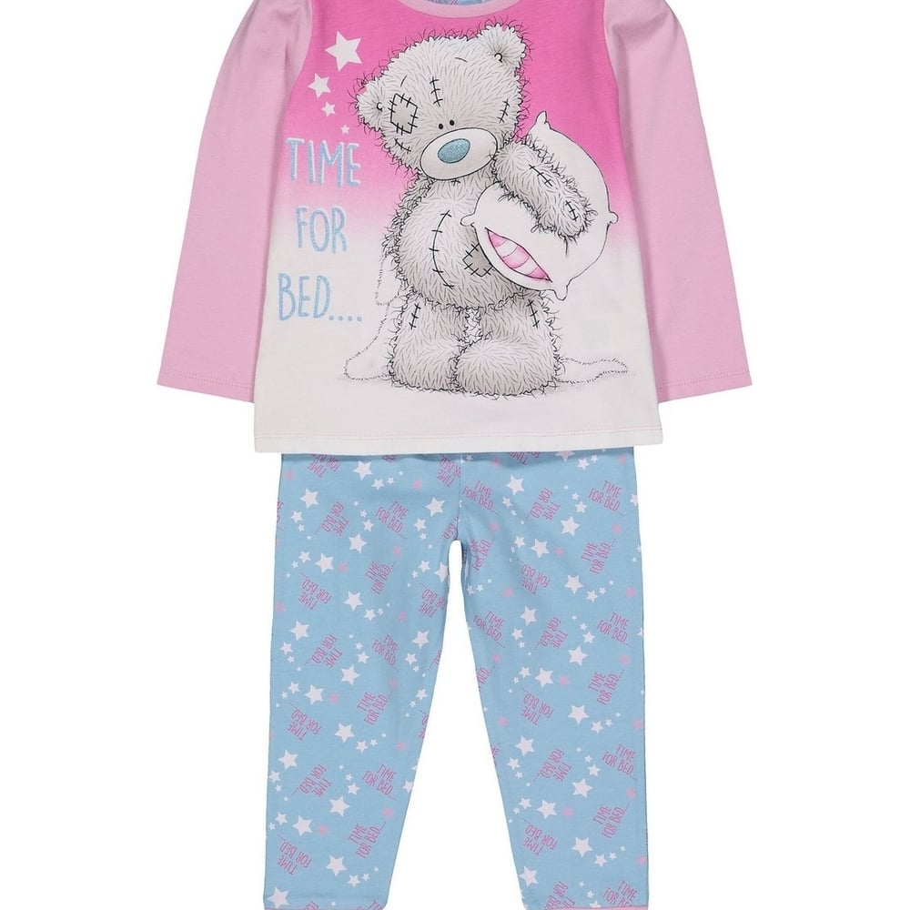 

Girls Full Sleeves Pyjamas Teddy Graphic Print - Pink