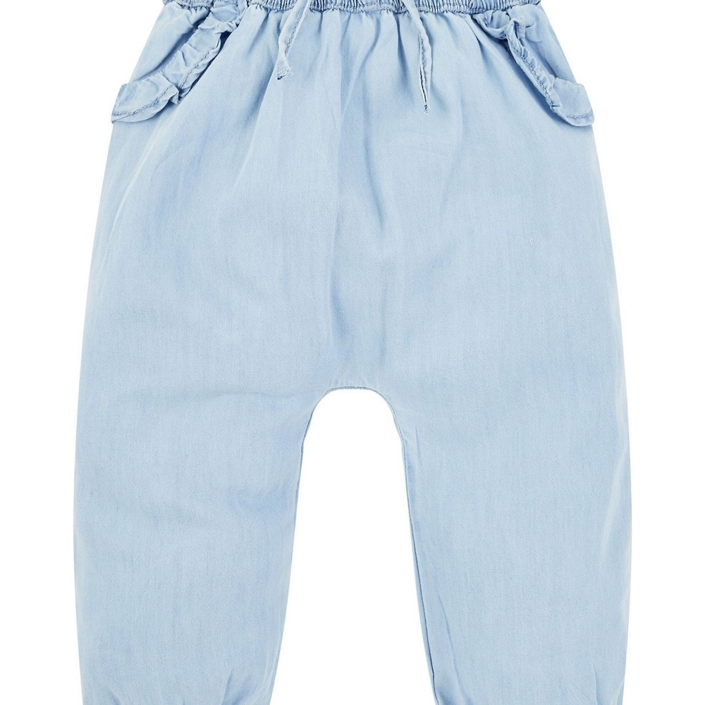

Girls Harem Trouser Denim Frill With Elasticated Waistband - Blue