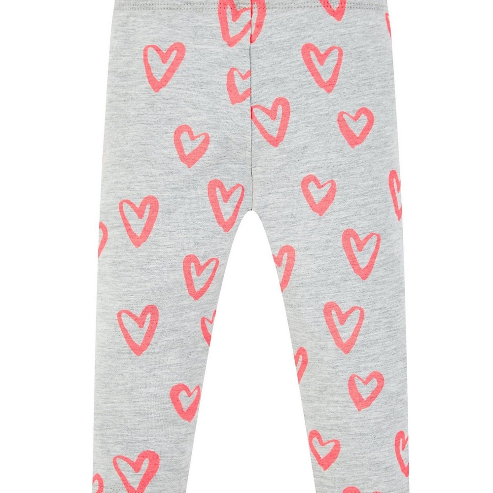 

Girls Legging Heart Print With Elasticated Waistband - Grey