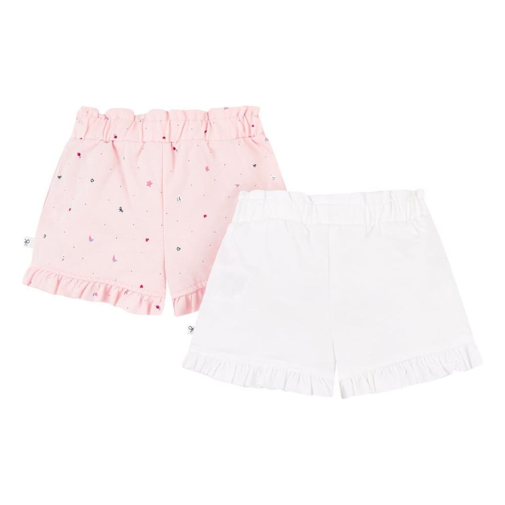 

White And Pink Seaside Frill Shorts - 2 Pack