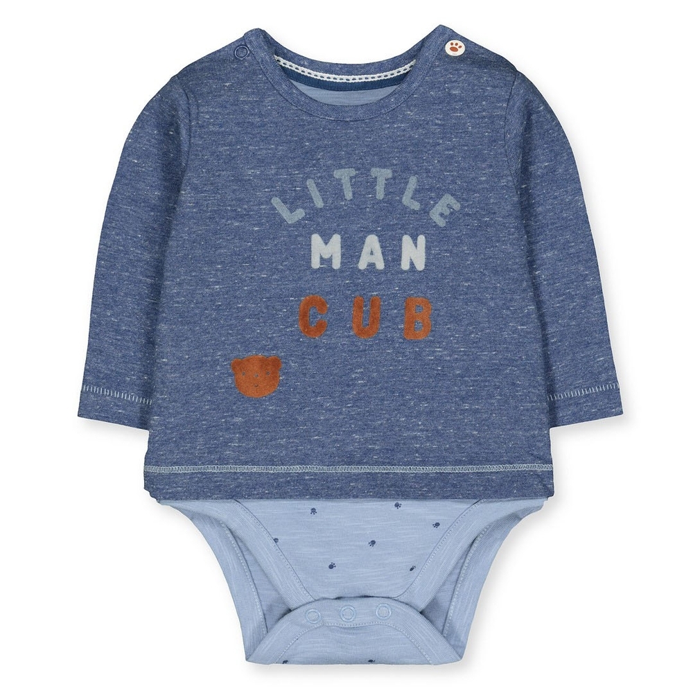 

Blue Little Man Cub Bear Mock T-Shirt Bodysuit