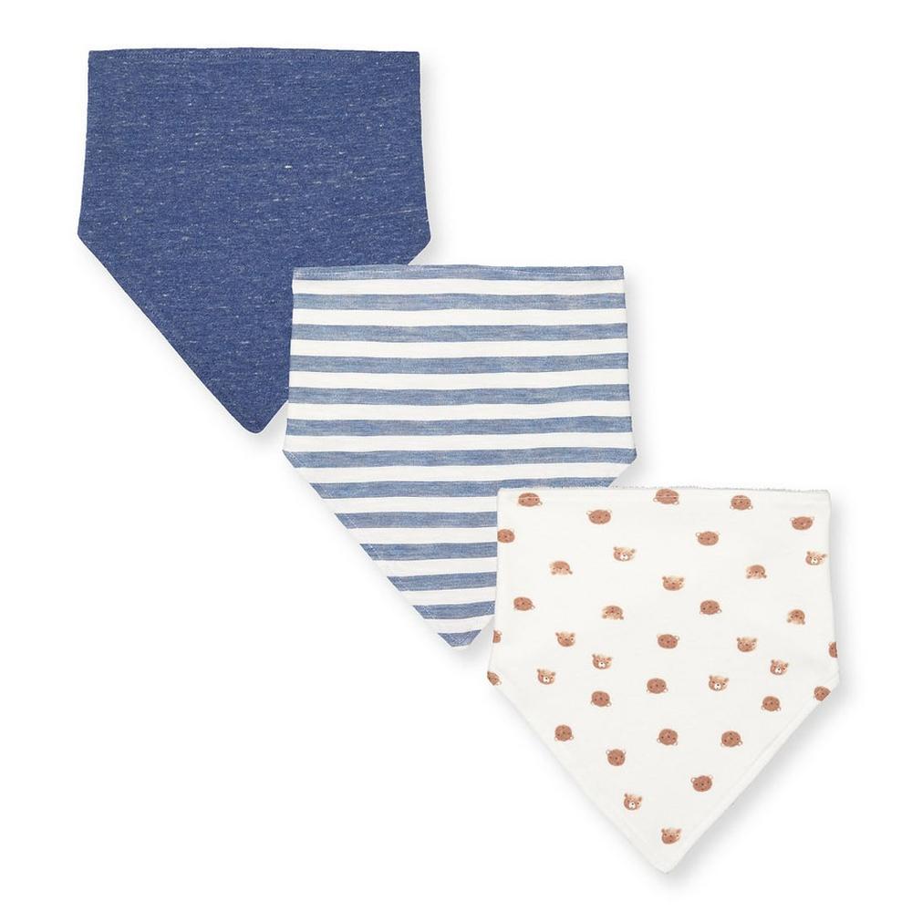 

Boys Bibs Stripe And Bear Print - Pack Of 3 - Navy White