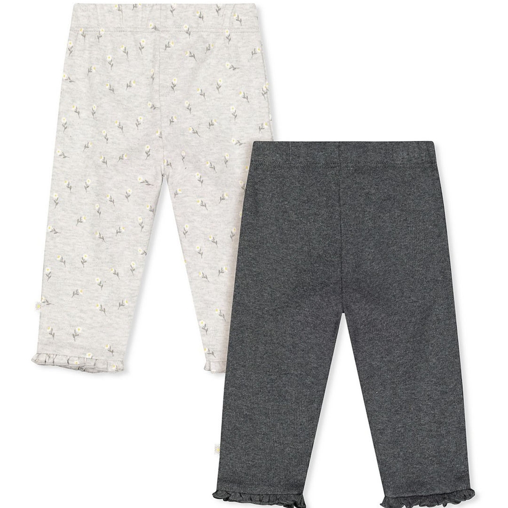 

Grey Daisy And Rib Frill Leggings - 2 Pack