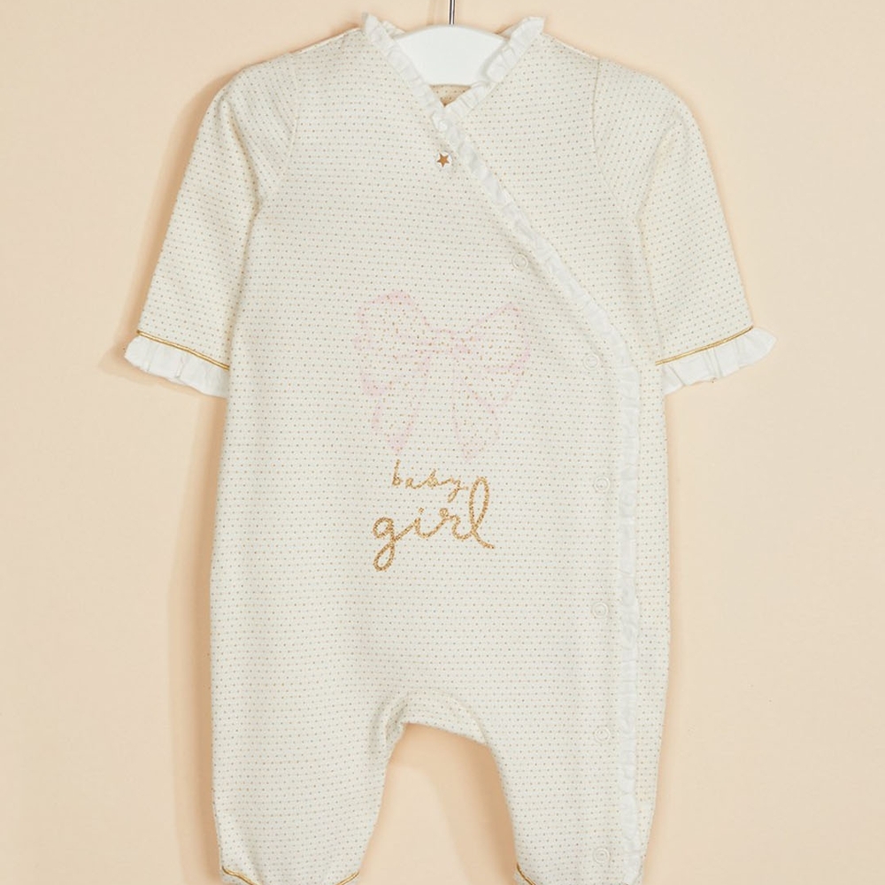 

Sparkly Baby Girl Bow All In One