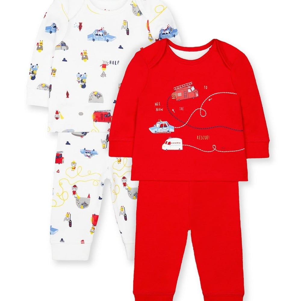 

Boys Full Sleeves Pyjamas Fire Engine Print - Pack Of 2 - Red White