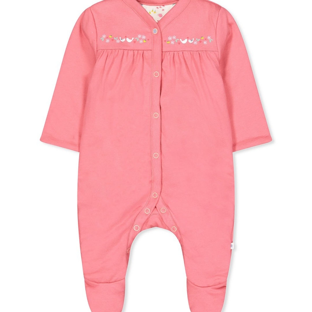 

Girls Full Sleeves Snowsuit Bird Print - Pink