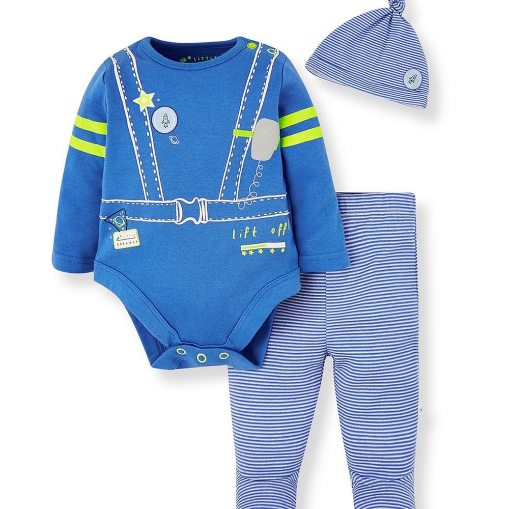 

Boys Full Sleeves 3 Piece Set Space Print - Blue